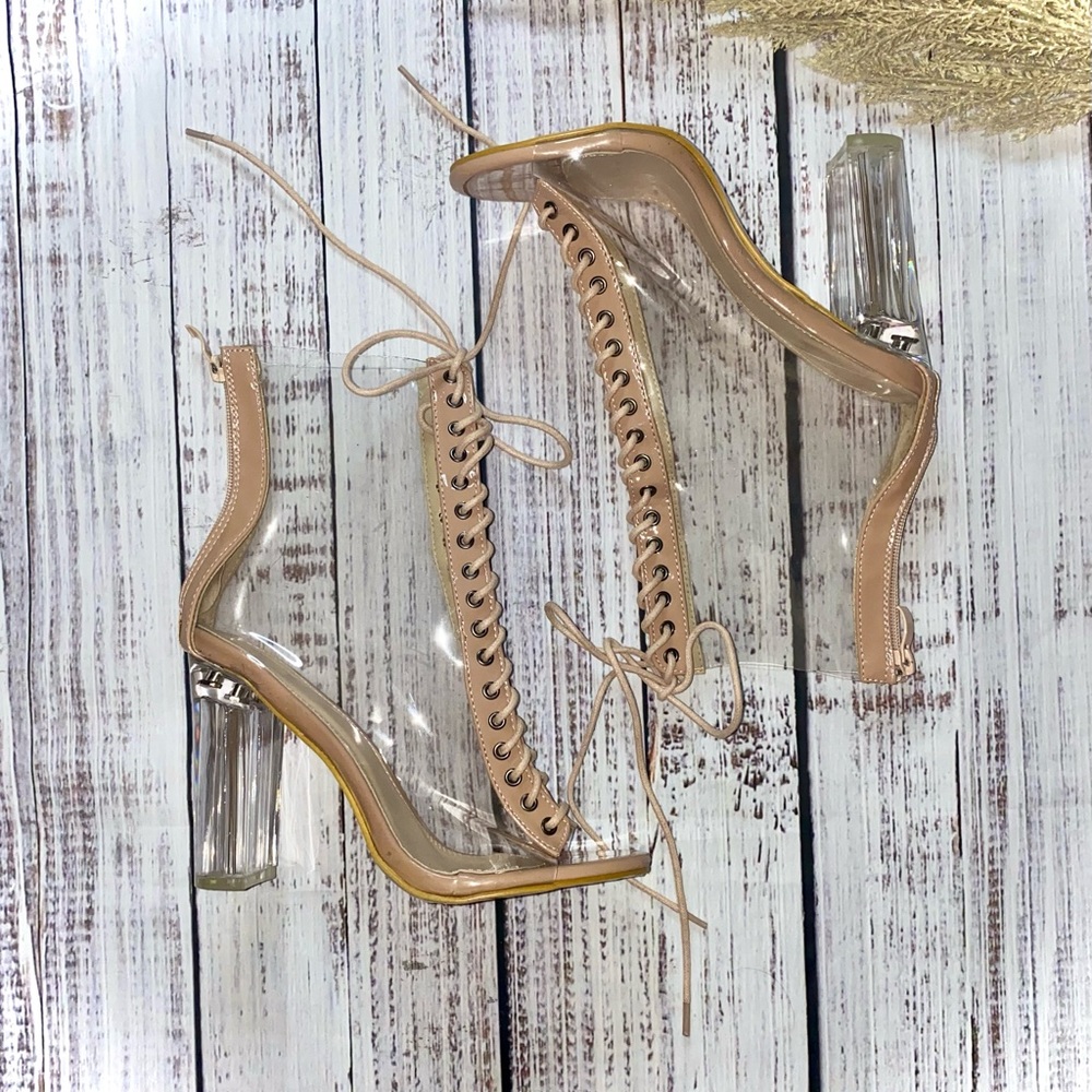 Clear heeled boots